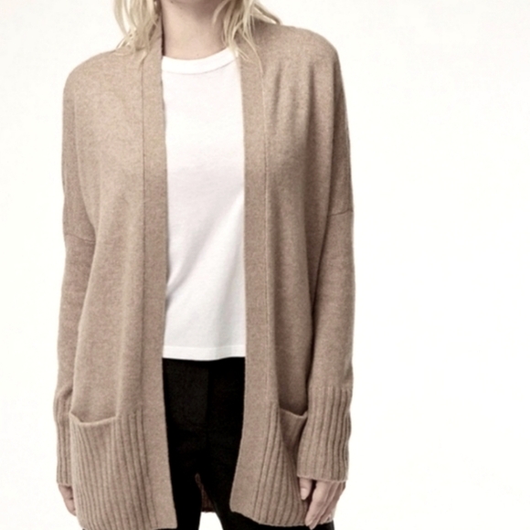 Talula Aritzia Lenox Cashmere blend XxS Beige Open Pocket Cardigan Sweater - Picture 1 of 10